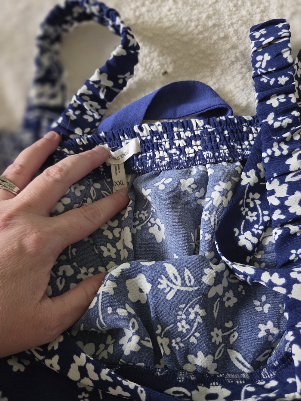 Maurices Royal Blue Solid & Floral Jumpsuits - Picture 4 of 5